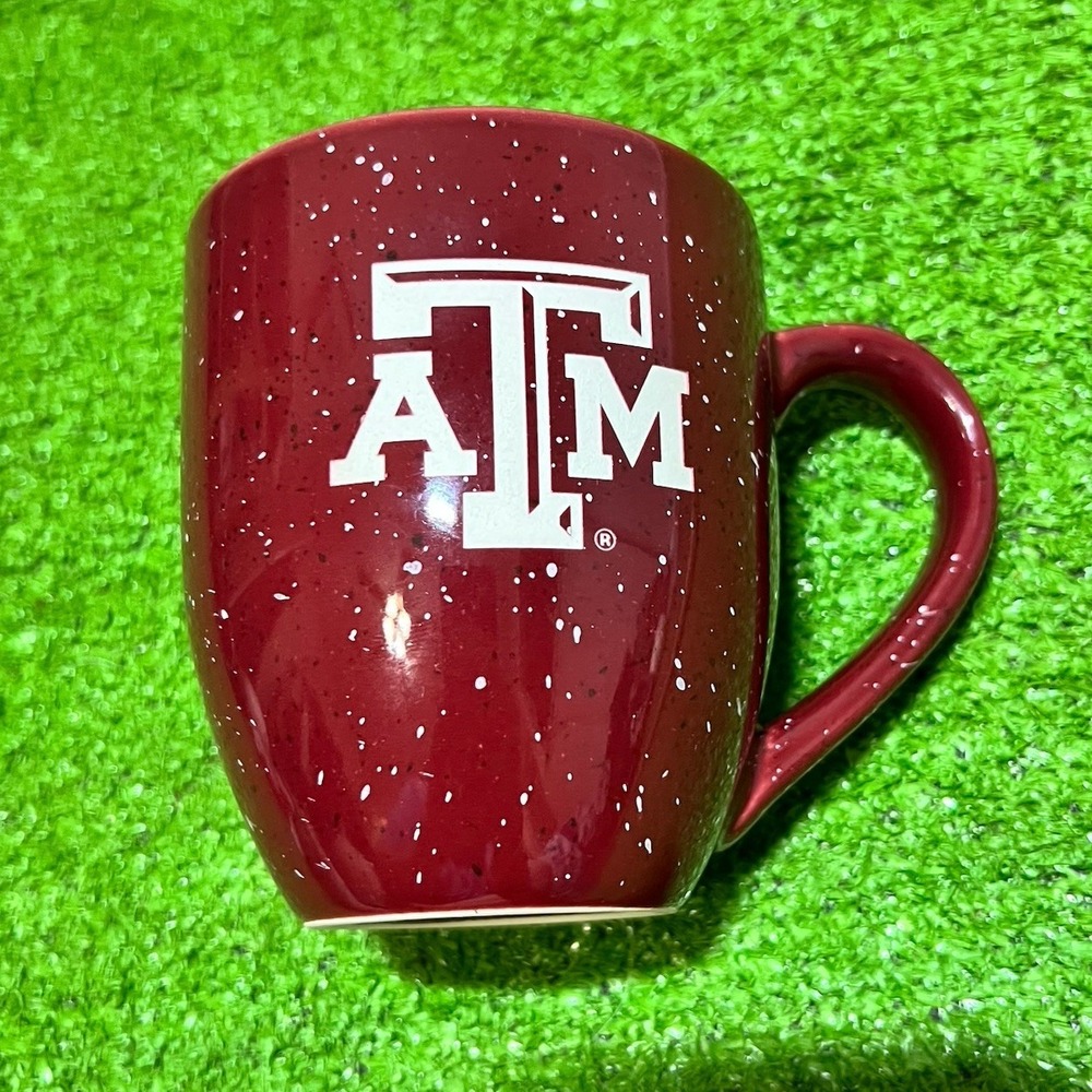Vintage Texas A&M Coffee Mug. Y2K Maroon Aggie Cup Debossed Etch Block T 14 Oz
